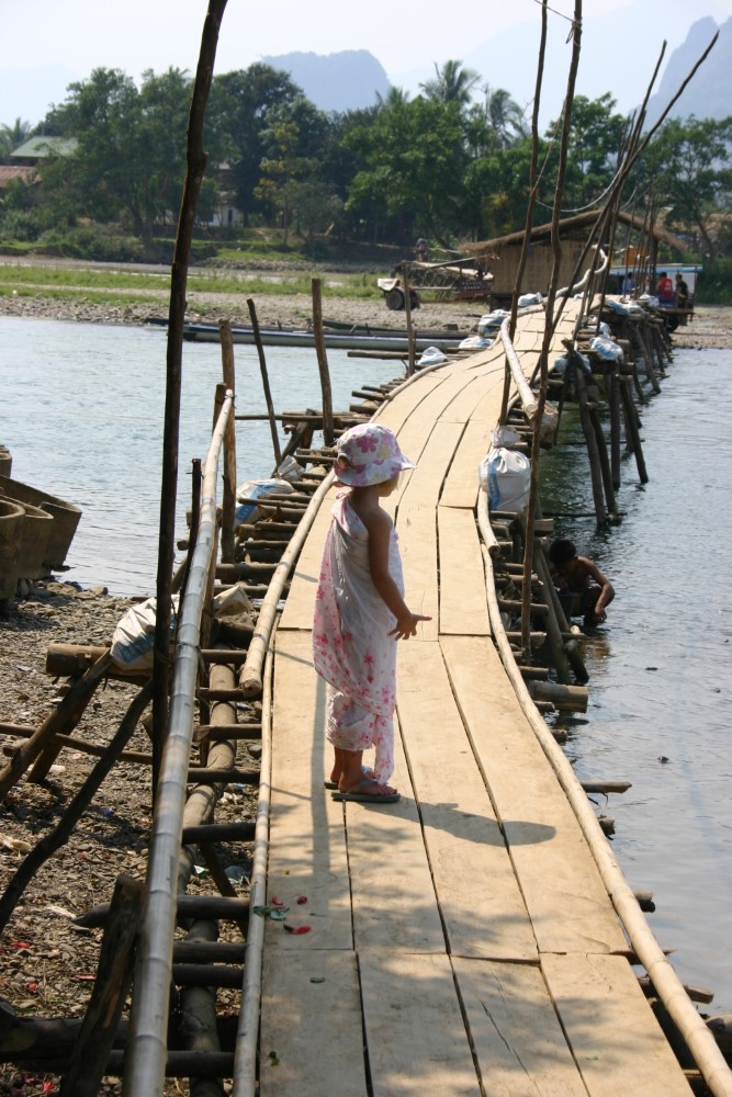 The bamboo bridge at Vang Vieng